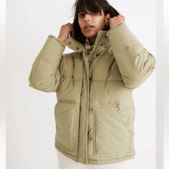 Madewell Holland Quilted Puffer Parka Jacket size Small color beige - Picture 11 of 13